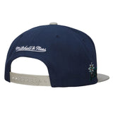 Men's Seattle Mariners MLB Mitchell & Ness Navy/Grey Cooperstown Evergreen Snapback Hat