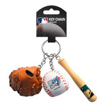 Toronto Blue Jays 50th Anniversary Logo MLB Bat Ball Glove Keychain - Inglasco