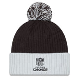 Men's New Era Black/Grey Las Vegas Raiders 2024 Inspire Change Cuffed Knit Hat with Pom