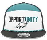 Philadelphia Eagles New Era 2025 Inspire Change Split Panel 9FIFTY Snapback Hat - White/Black