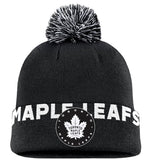 Men's Toronto Maple Leafs Fanatics Black High Stick Cuffed Knit Hat with Pom