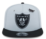 Men's New Era Gray/Black Las Vegas Raiders 2024 Inspire Change A-Frame 9FIFTY Snapback Hat
