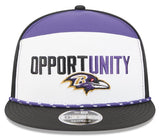 Men's New Era White/Black Baltimore Ravens 2025 Inspire Change Split Panel 9FIFTY Snapback Hat