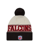 Men's New Era Black Atlanta Falcons 2023 Sideline Historic Pom Cuffed Knit Hat