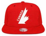 Men's Hockey Team Canada Leaf  Pro Crown Mitchell & Ness Red Snapback Adjustable Hat - Bleacher Bum Collectibles