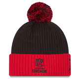 Men's New Era Black/Scarlet San Francisco 49ers 2024 Inspire Change Cuffed Knit Hat with Pom