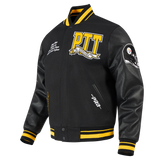 Men's NFL Pittsburgh Steelers Team Pennants Black Win Wool Varsity Jacket By Pro Standard