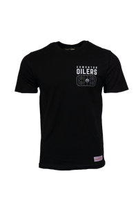 Men's Edmonton Oilers Ice Rink Diagram Logo Mitchell & Ness Black T Shirt