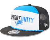 Men's New Era White/Black Detroit Lions 2025 Inspire Change Split Panel 9FIFTY Snapback Hat