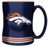 Denver Broncos Primary Logo Navy Orange NFL Football 14oz Sculpted C-Handle Mug