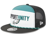 Philadelphia Eagles New Era 2025 Inspire Change Split Panel 9FIFTY Snapback Hat - White/Black