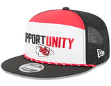 Men's New Era White/Black Kansas City Chiefs 2025 Inspire Change Split Panel 9FIFTY Snapback Hat