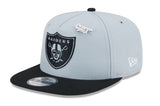 Men's New Era Gray/Black Las Vegas Raiders 2024 Inspire Change A-Frame 9FIFTY Snapback Hat
