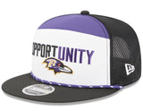 Men's New Era White/Black Baltimore Ravens 2025 Inspire Change Split Panel 9FIFTY Snapback Hat