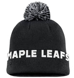 Men's Toronto Maple Leafs Fanatics Black High Stick Cuffed Knit Hat with Pom