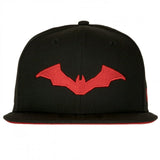 The Batman Robert Patterson Logo  DC Comics New Era 59Fifty Fitted Hat - Black/Scarlett