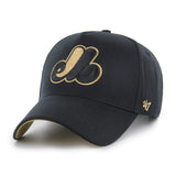 Men’s MLB Montreal Expos ’47 Brand Deluxe Sure Shot MVP DT Adjustable Hat – Black/Gold