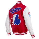 Men's MLB Montreal Expos Retro Classic Rib Wool Red Varsity Jacket By Pro Standard