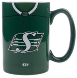 The Sports Vault CFL Saskatchewan Roughrider Football 20oz Sculpted Jersey Mug