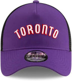 Men's New Era NBA Toronto Raptors 9FORTY A-Frame Classic Edition Adjustable Snapback Trucker Hat - Purple/Black