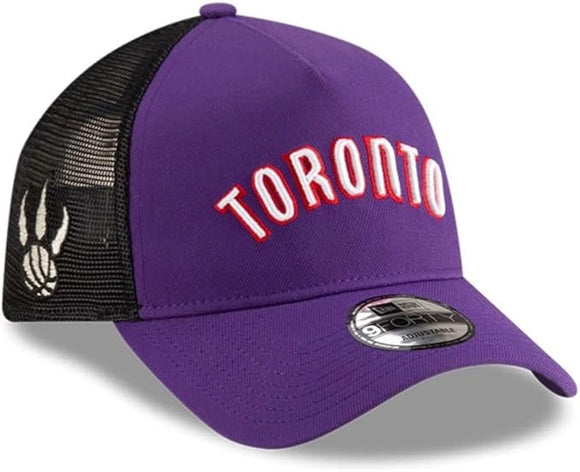 Men's New Era NBA Toronto Raptors 9FORTY A-Frame Classic Edition Adjustable Snapback Trucker Hat - Purple/Black