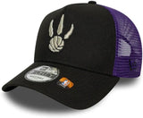 Men's New Era NBA Toronto Raptors 9FORTY A-Frame Classic Edition Adjustable Snapback Trucker Hat - Black/Purple