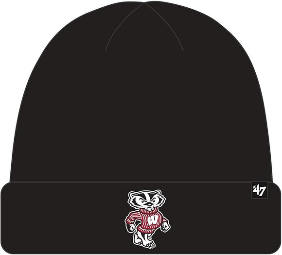 Men's Wisconsin Badgers NCAA Raised Cuff Team Colour Knit Beanie Toque OSFM