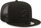 Men's New Era Toronto Raptors Trucker 9FIFTY Snapback Hat - Black on Black