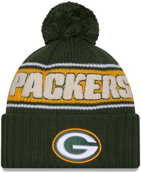 Men's New Era Green Green Bay Packers 2024 Sideline Sport Cuffed Knit Hat with Pom