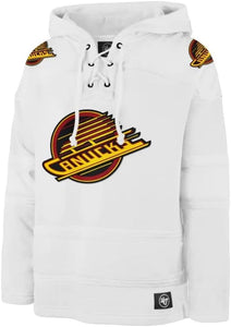 Men's Vancouver Canucks NHL Hockey '47 Brand Heavyweight Jersey Lacer Hoodie - White Out