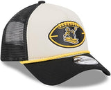 Men's Pittsburgh Steeleres New Era 2024 Sideline Historic 9FORTY A-Frame Trucker Adjustable Hat