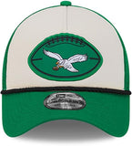 Men's Philadelphia Eagles New Era 2024 Sideline Historic 9FORTY A-Frame Trucker Adjustable Hat