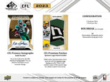 2023 Upper Deck CFL SP Game Used Football Hobby Box 5 Packs Per Box 3 Cards Per Box