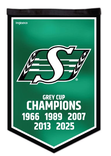Saskatchewan Roughriders CFL Football 2025 5 Time Grey Cup Champions 12'' x 18'' Victory Banner