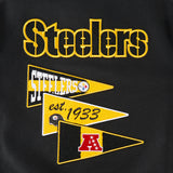 Men's NFL Pittsburgh Steelers Team Pennants Black Win Wool Varsity Jacket By Pro Standard