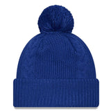 Women's New Era MLB Toronto Blue Jays Cabled Royal Blue Cuffed Pom Knit Hat