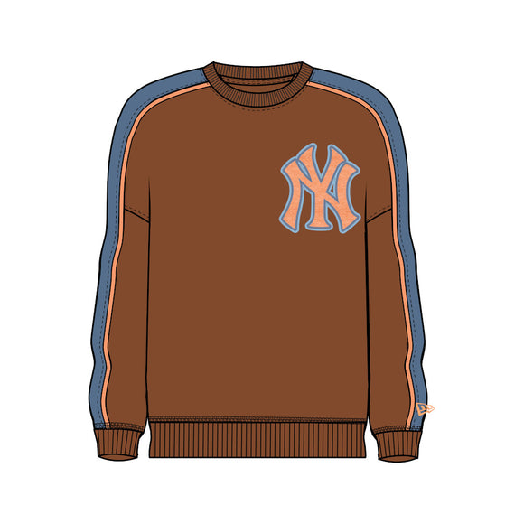 Men's New York Yankees MLB Baseball New Era Chest Logo Bronze Crew Sweater