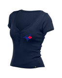 Women's Toronto Blue Jays New Era G2 City Connect 3 Button V-Neck T-Shirt - Navy