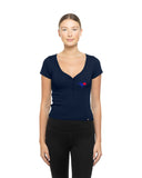 Women's Toronto Blue Jays New Era G2 City Connect 3 Button V-Neck T-Shirt - Navy