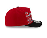 Men's New Era 9FIFTY CFL Calgary Stampeders Big Block 2025 A-Frame Turf Traditions Sideline Two Tone Snapback Hat - Red/Black