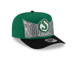 Men's New Era 9FIFTY CFL Saskatchewan Roughriders Big Block 2025 A-Frame Turf Traditions Sideline Two Tone Snapback Hat - Green/Black