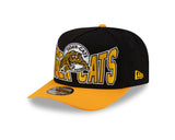 Men's New Era 9FIFTY CFL Hamilton Tiger-Cats Big Block 2025 A-Frame Turf Traditions Sideline Two Tone Snapback Hat - Gold/Black
