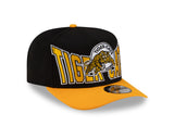 Men's New Era 9FIFTY CFL Hamilton Tiger-Cats Big Block 2025 A-Frame Turf Traditions Sideline Two Tone Snapback Hat - Gold/Black