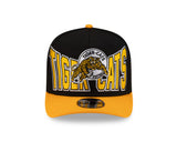Men's New Era 9FIFTY CFL Hamilton Tiger-Cats Big Block 2025 A-Frame Turf Traditions Sideline Two Tone Snapback Hat - Gold/Black