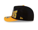 Men's New Era 9FIFTY CFL Hamilton Tiger-Cats Big Block 2025 A-Frame Turf Traditions Sideline Two Tone Snapback Hat - Gold/Black