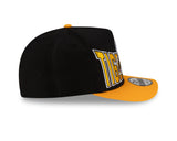 Men's New Era 9FIFTY CFL Hamilton Tiger-Cats Big Block 2025 A-Frame Turf Traditions Sideline Two Tone Snapback Hat - Gold/Black