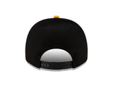 Men's New Era 9FIFTY CFL Hamilton Tiger-Cats Big Block 2025 A-Frame Turf Traditions Sideline Two Tone Snapback Hat - Gold/Black