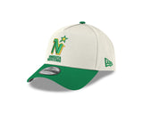 Men's Minnesota North Stars Conference Side Patch NHL New Era 9Forty A-Frame Snapback Hat - Cream