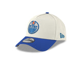 Men's Edmonton Oilers Conference Side Patch NHL New Era 9Forty A-Frame Snapback Hat - Cream