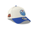 Men's Edmonton Oilers Conference Side Patch NHL New Era 9Forty A-Frame Snapback Hat - Cream